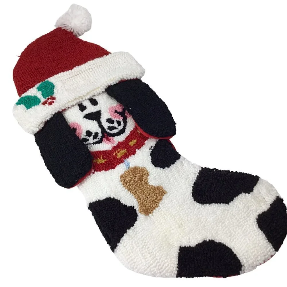 Rug Hook Hooked Dalmatian Dog Puppy Christmas Stocking 3D Latch Hook Plush